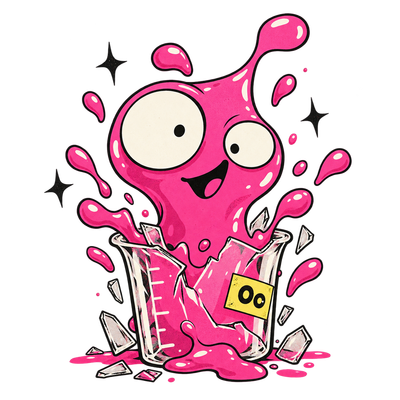 Oopsium avatar, pink liquid mascot with huge eyes